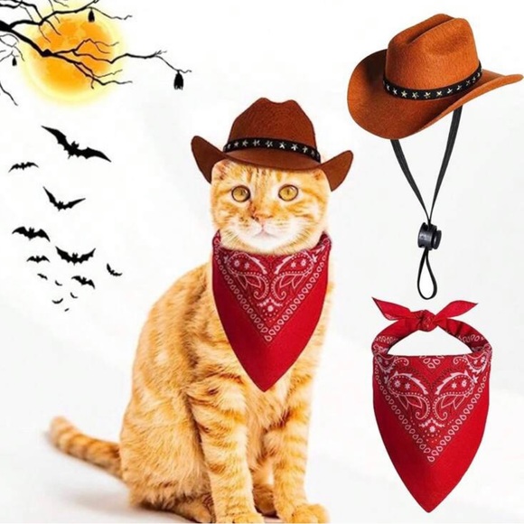 no brand Other - Halloween cowboy hat and scarf dog/cat costume